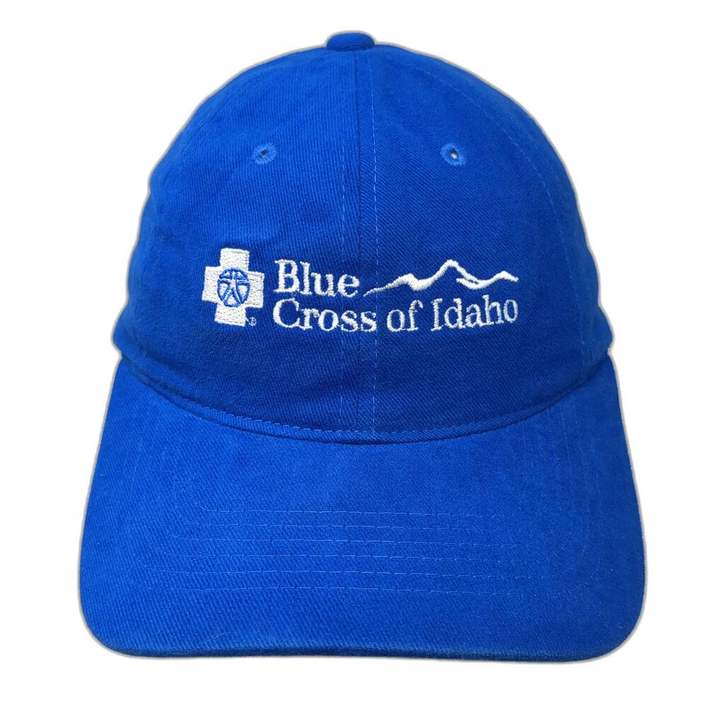 Sportsman Blue Cross of Idaho Mountain Logo Baseball Cap OSFM Hat Slideback Blue